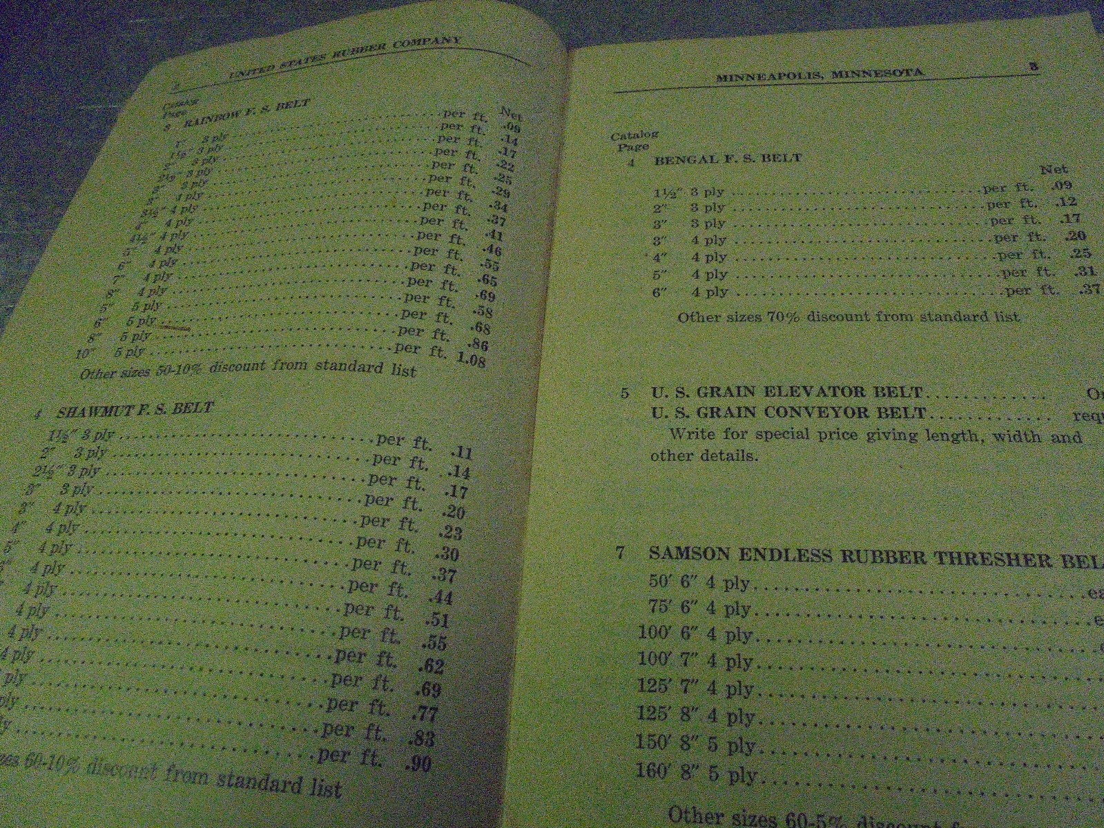 Vintage 1924 United States Rubber Company Dealers Price List