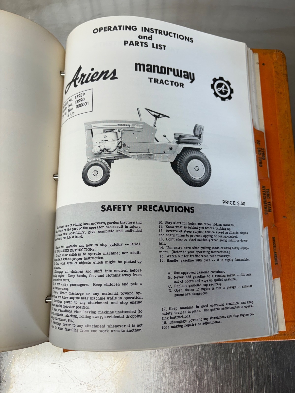 RARE ARIENS Equipment Dealer Service Manual Riding Mower Snow Mobile Tillers