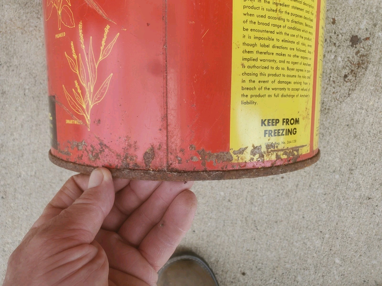 5 Gallon Metal Can Amiben Herbicide No Lid Soybean Weed Control Farm Decor #2