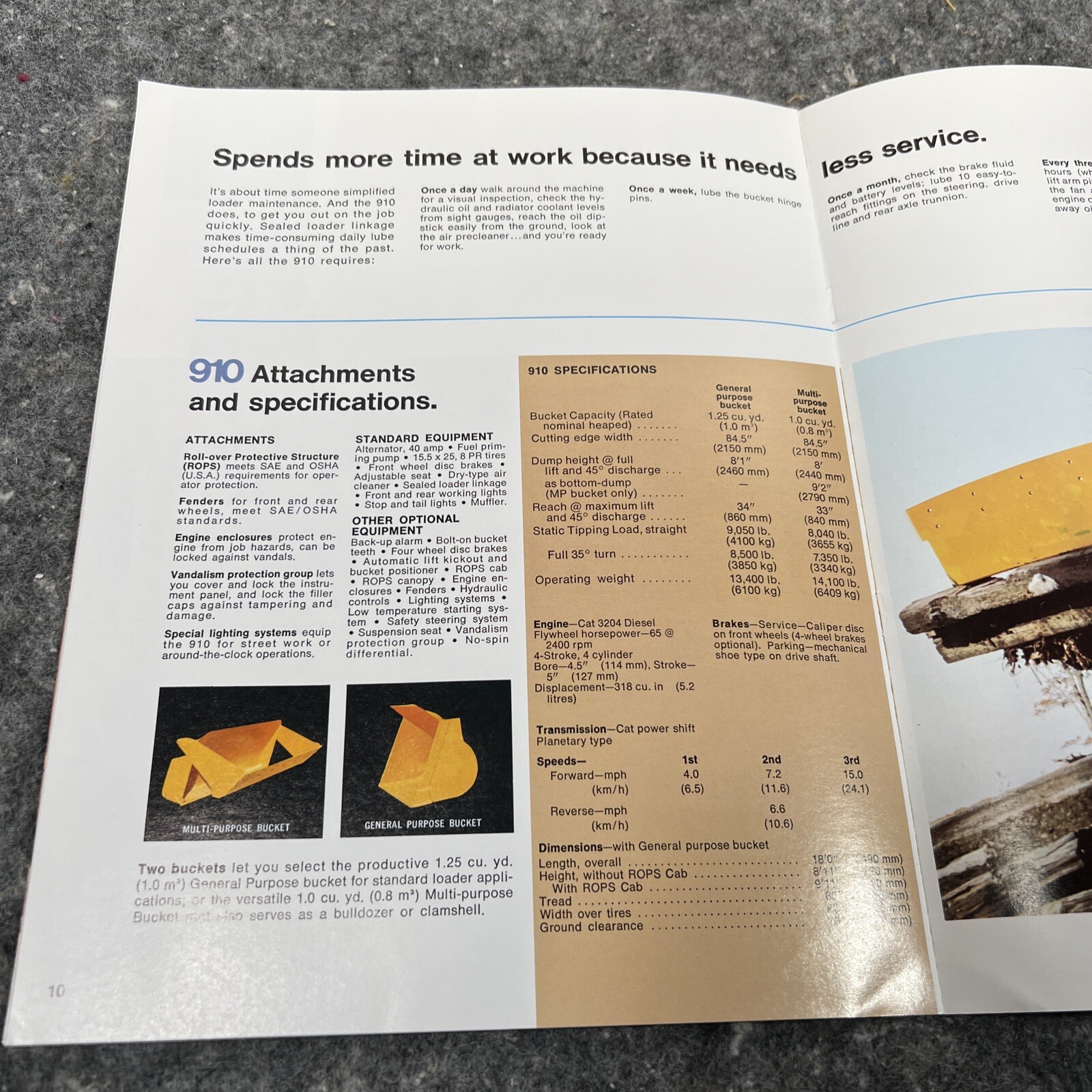 Equipment Brochure – Caterpillar – 910 – Wheel Loader – c1970&rsquo;s with Envelope