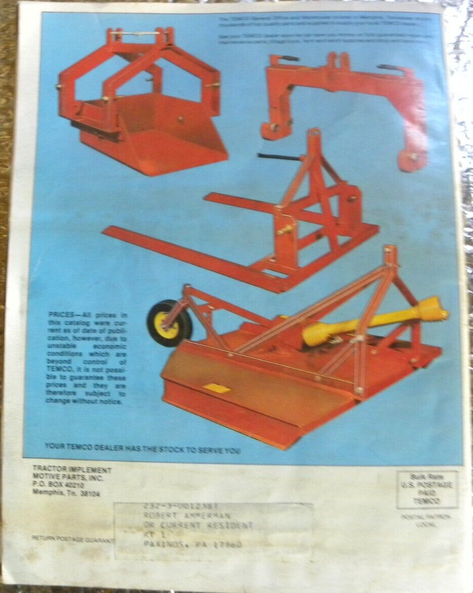 1983 Temco Tractor Parts Catalog Bloomsburg Pa FREE SHIPPING