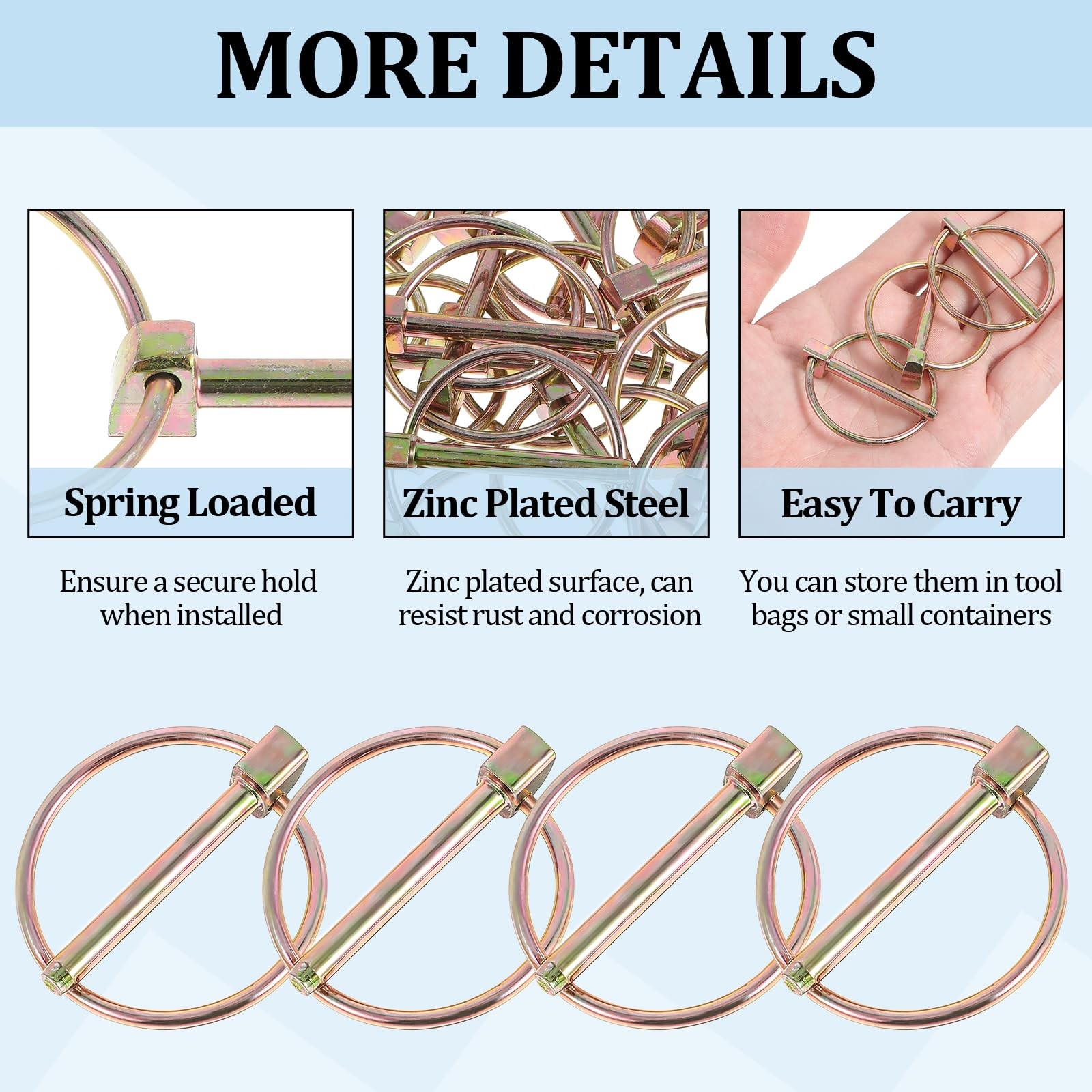 30 Pcs Lynch Pin Assortment Kit, 3/16&Prime; Linch Pin with Ring Trailer Coupler Pins