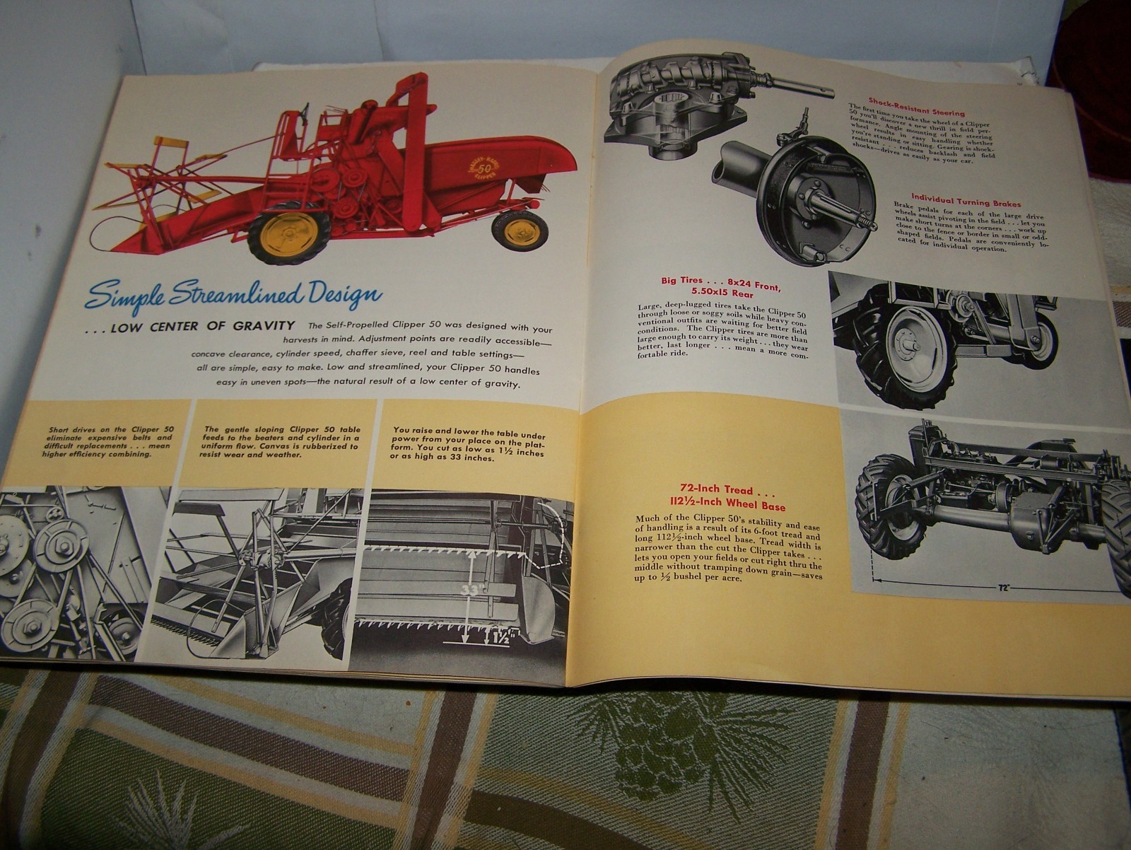 MASSEY HARRIS CLIPPER 50 Combine Sales Brochure Catalog Farm Tractor Steam Motor