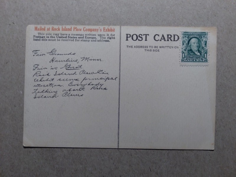c1910 Rock Island Plow Works Illinois Minneapolis Hamline Exhibit MN Adv PC