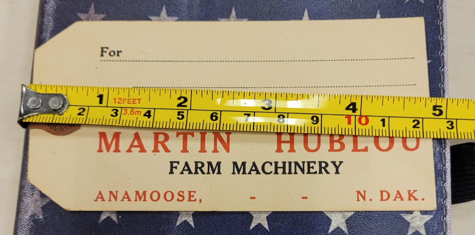 Vintage Martin Hublou Farm Machinery Shipping Tag Anamoose North Dakota Case IH?