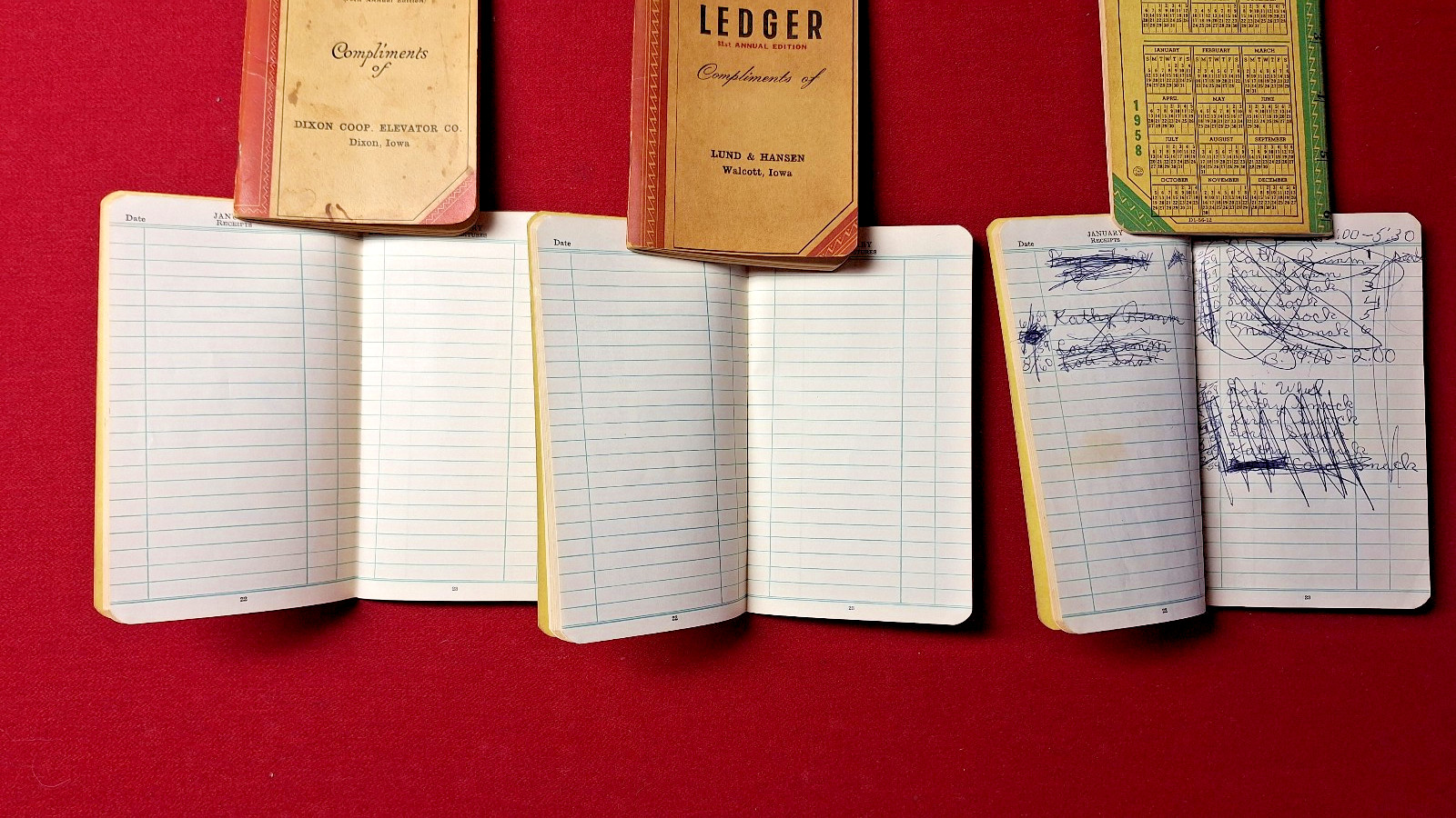 Lot Of 6 John Deere Farmer&rsquo;s Pocket Ledger 1940&rsquo;s – 1950&rsquo;s