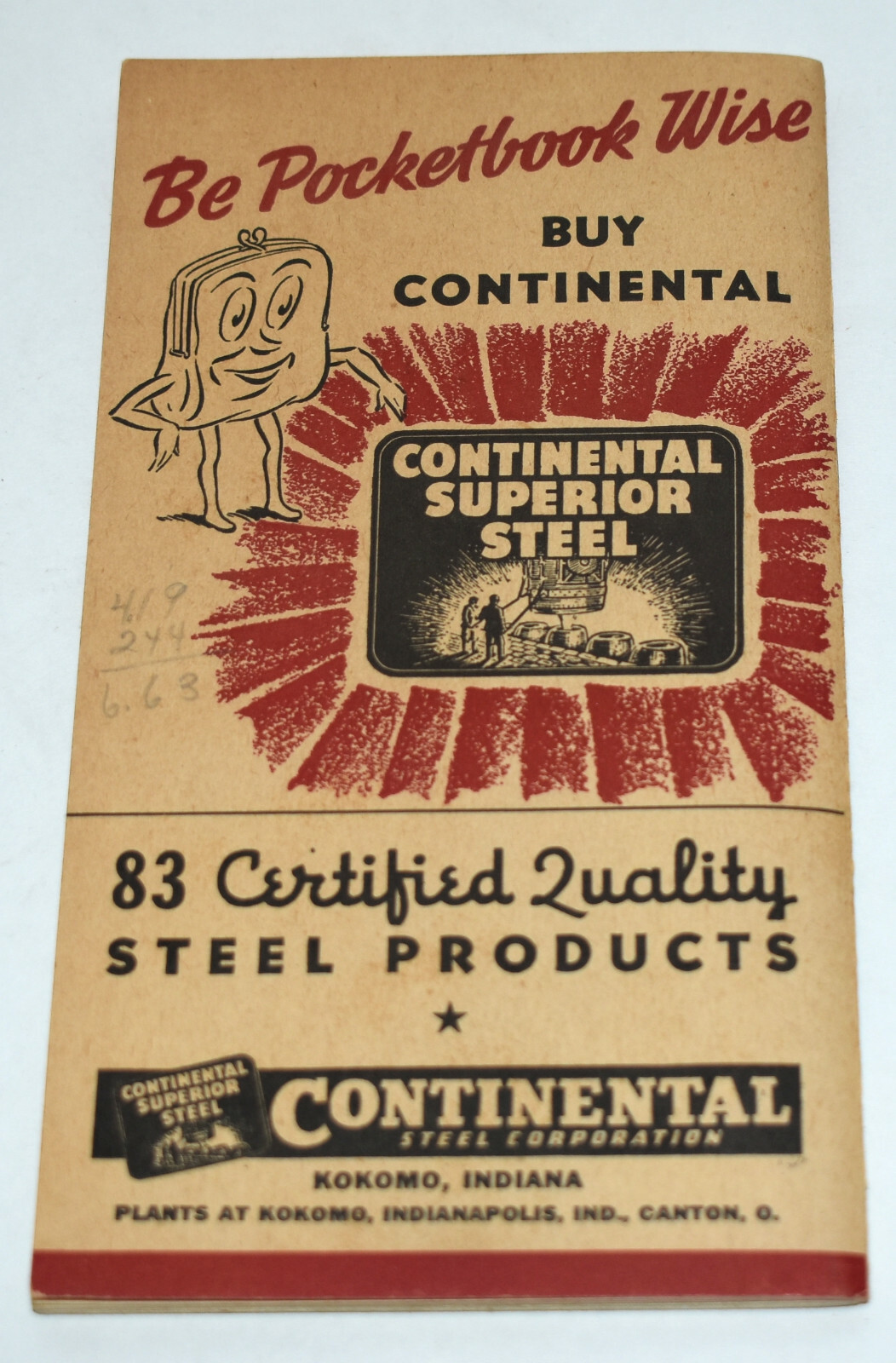 Vintage 1942 Continental Farm Livestock Record Book Advertising Ledger MONONA IA
