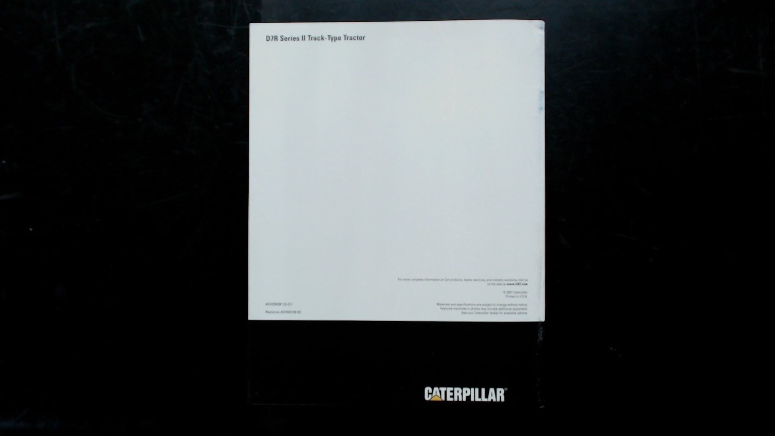 Caterpillar CAT D7R Series II Track-Type Tractor Brochure 2001