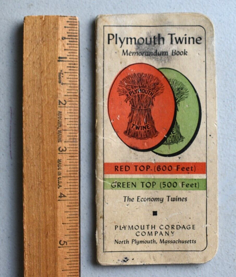PLYMOUTH TWINE Vintage Farmers Pocket MEMO BOOK w/ 1940 – 1941 Calendar
