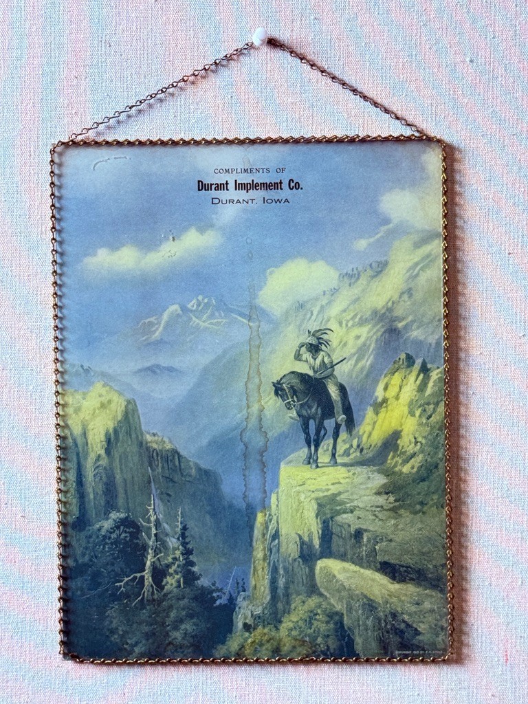 Vintage Durant Implement Co Iowa Advertising Print Native American Horse