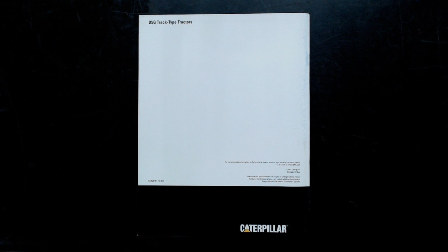 Caterpillar D5G Track-Type Tractors Brochure 2001 Agriculture