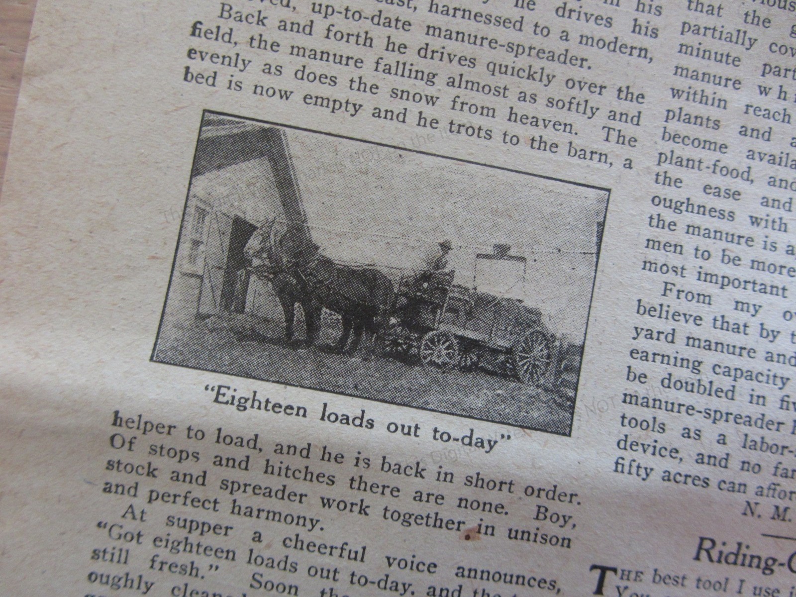 1911 Best Tool I Use on Farm ARTICLE * MANURE SPREADER Jessie Parker Tennessee