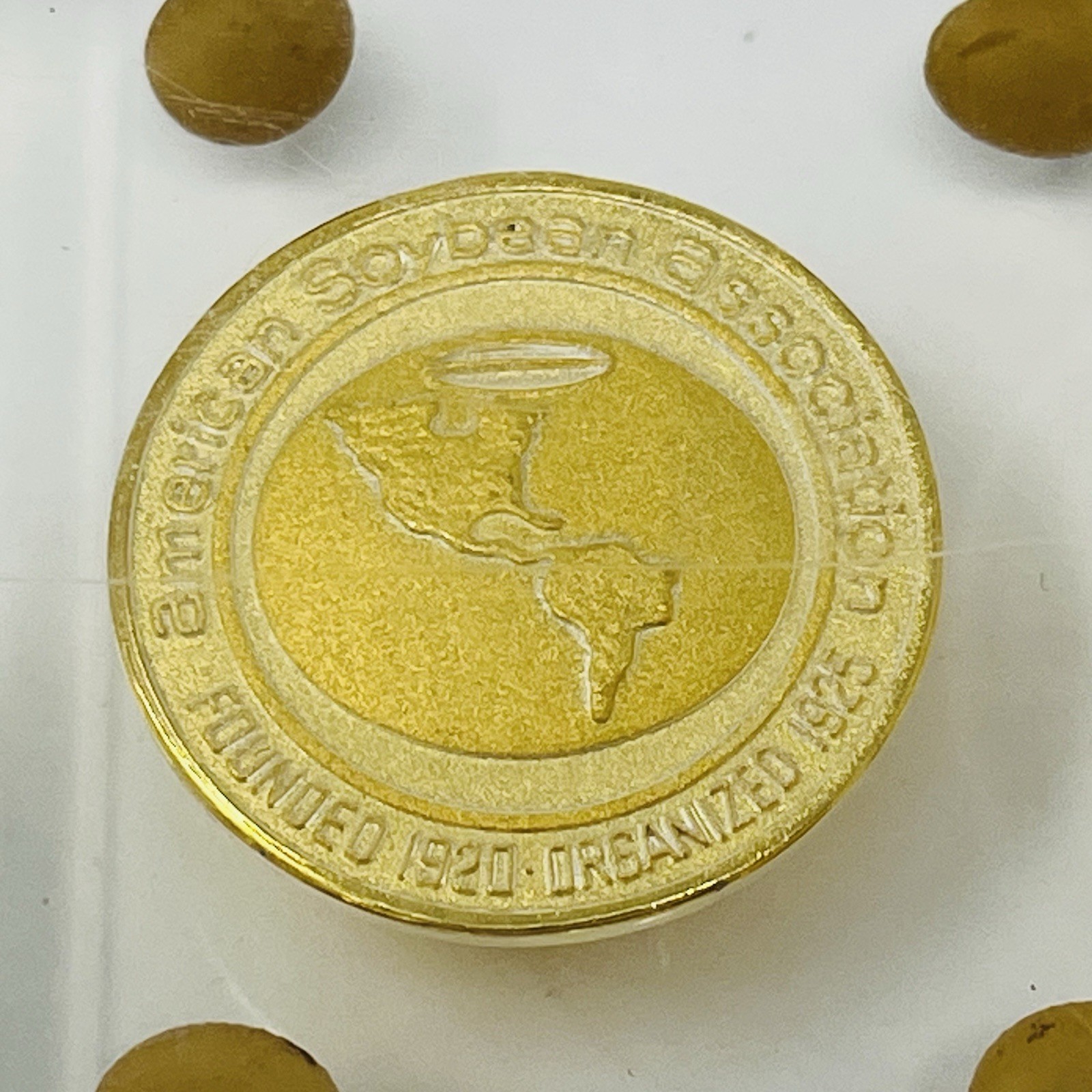 1970 American Soybean Association 50th Anniversary Acrylic Medallion Display