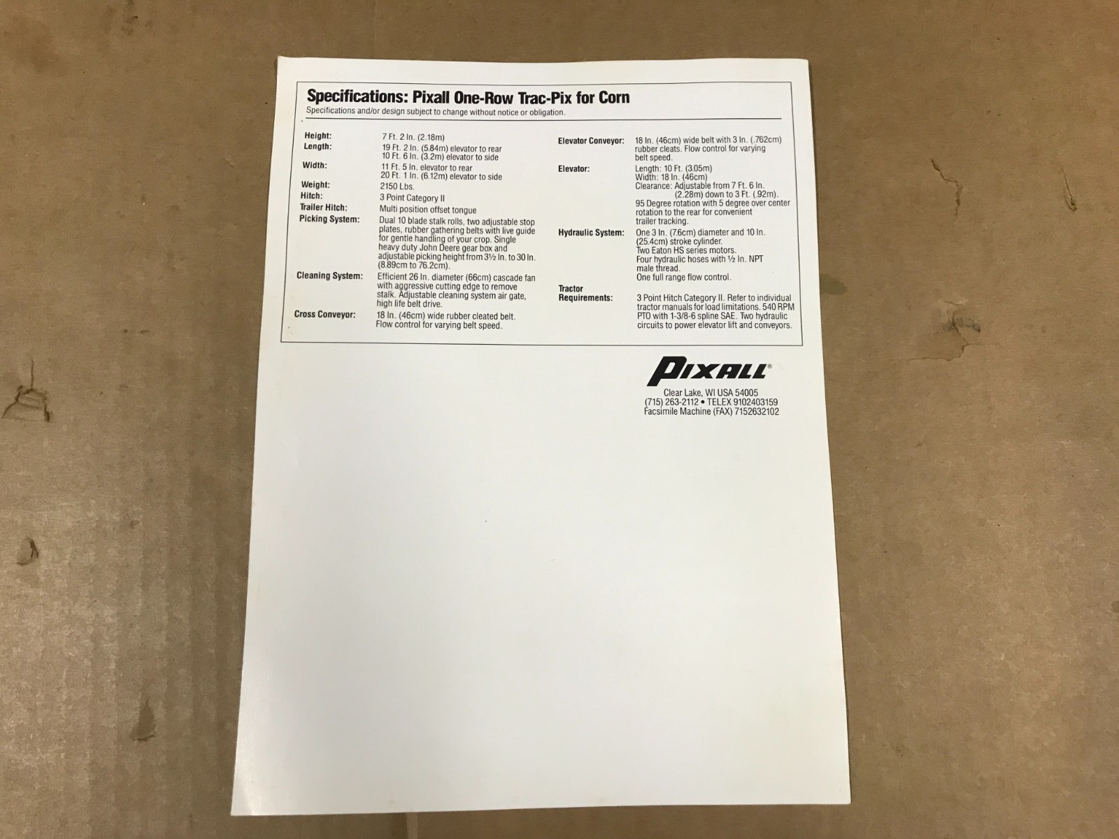 Vintage Pixall Trac-Pix Salesman Flyer