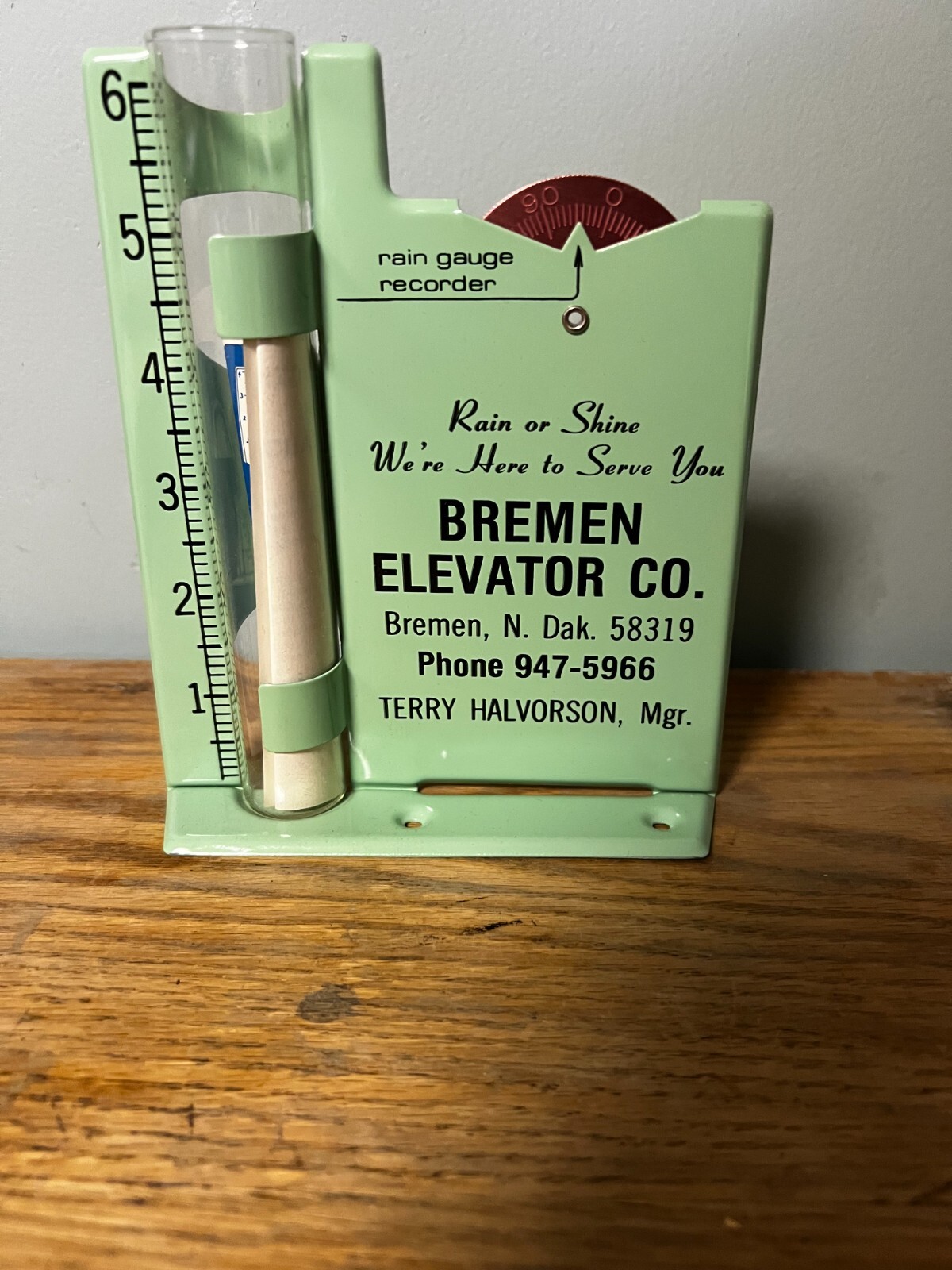Vintage RARE BREMEN NORTH DAKOTA ND ELEVATOR CO. Rain Gauge Bremen N Dak 58319