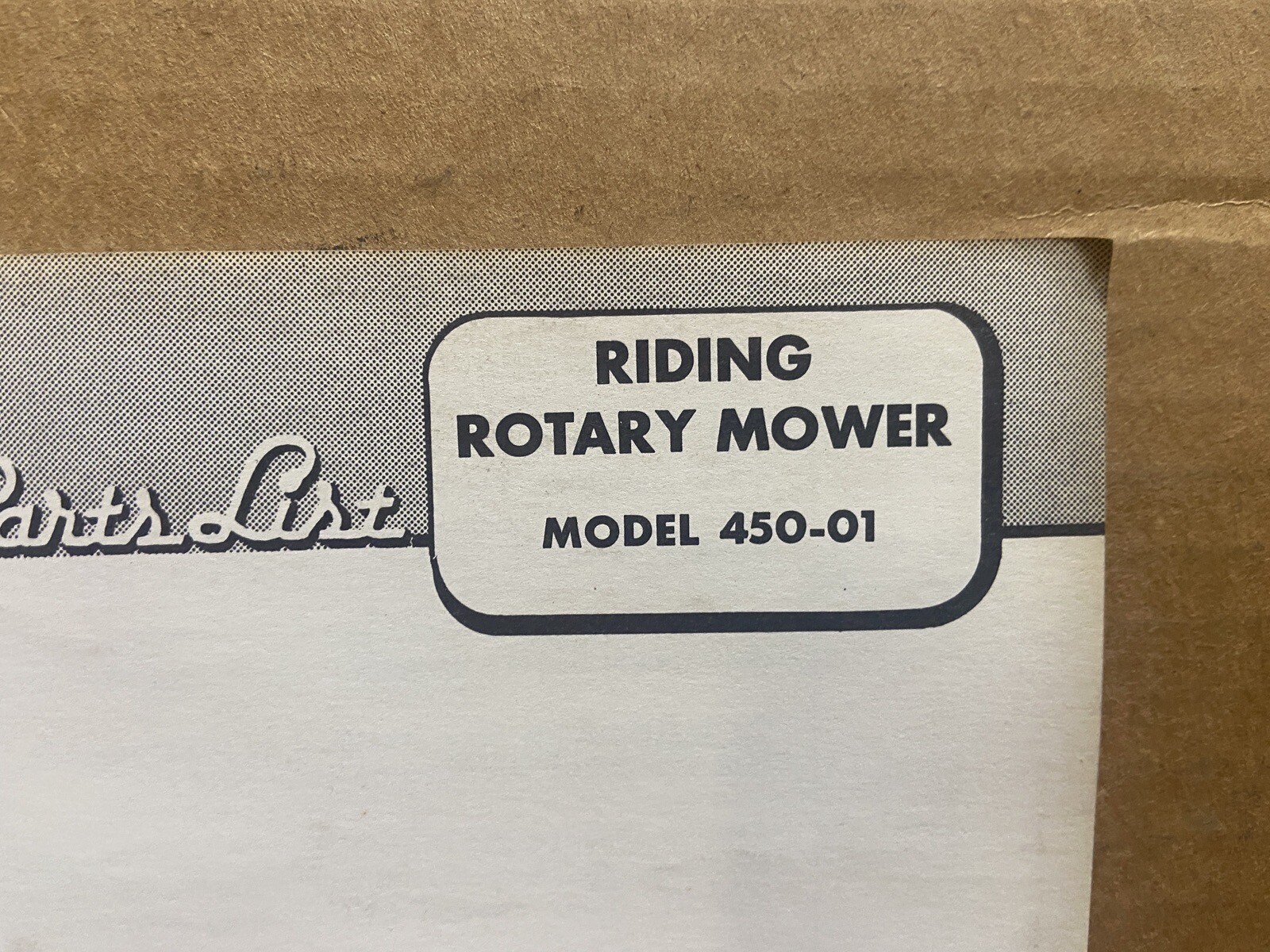 Propulsion Engine Corp. Model 450-01 Riding Mower — Owners Manual w/ Parts List