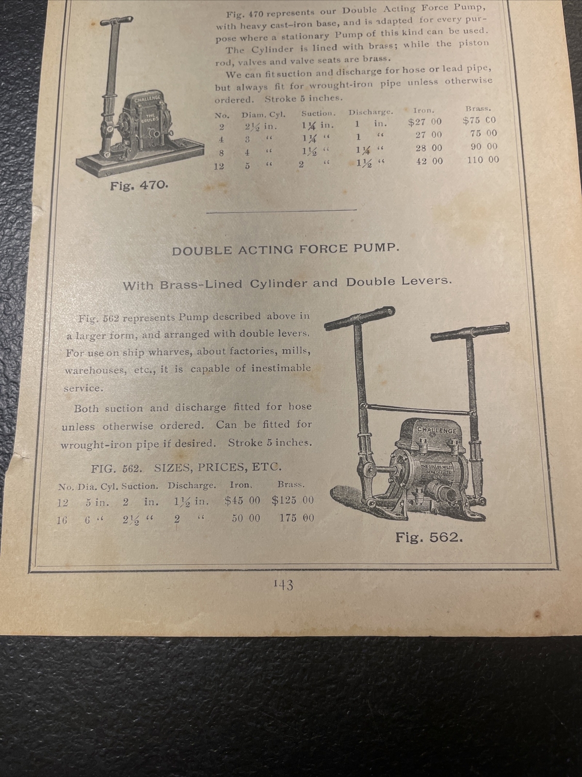 1891 Baldwin – Goulds Double Acting Force Pump – Farm Advertising – New Orleans