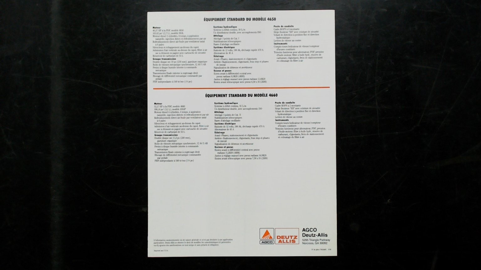 Deutz Allis AGCO 4600 Series Tractor Brochure Vintage Agricultural