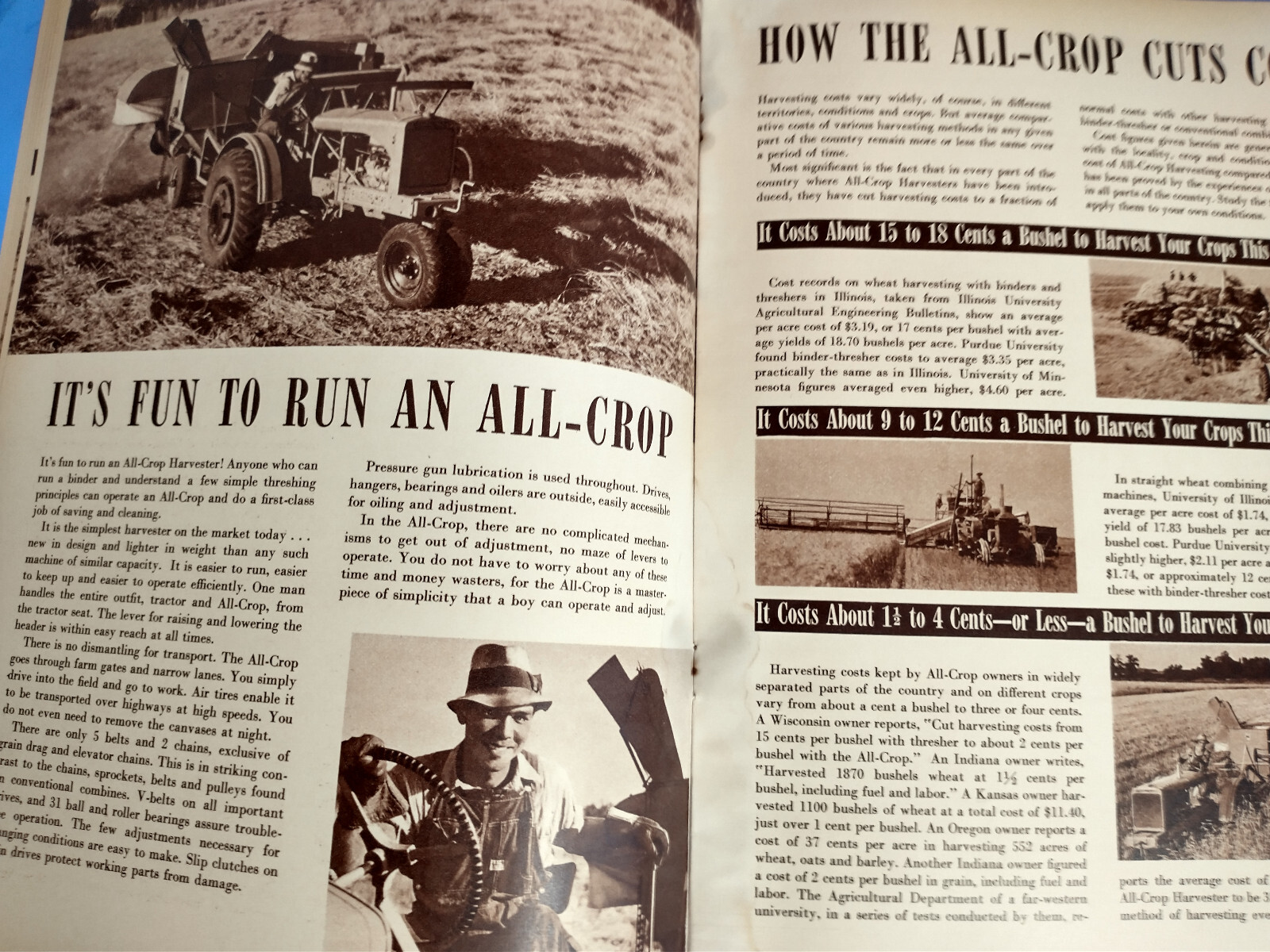 ALLIS CHALMERS ALL CROP HARVESTER TRACTOR BROCHURE ORIGINAL 40 PAGE BOOKLET