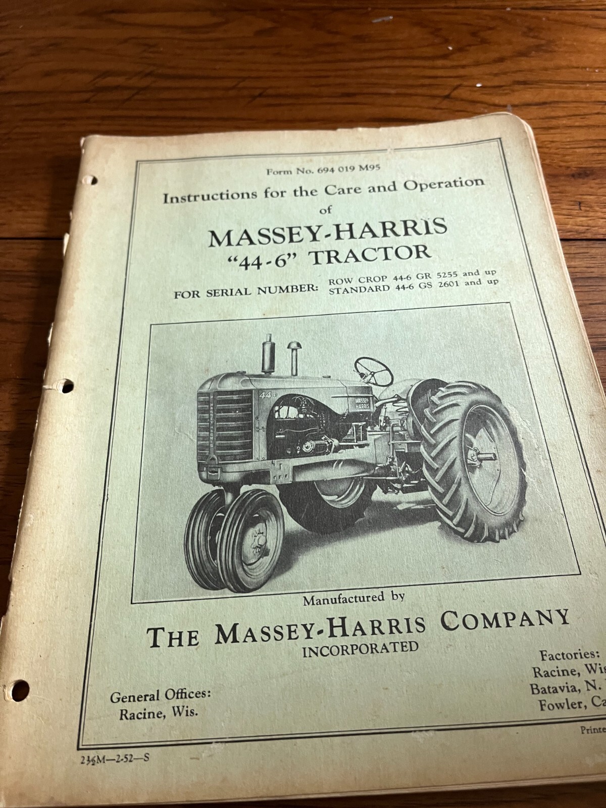 Massey Harris 44 6 Tractor Operator&rsquo;s Manual FCCA ver2