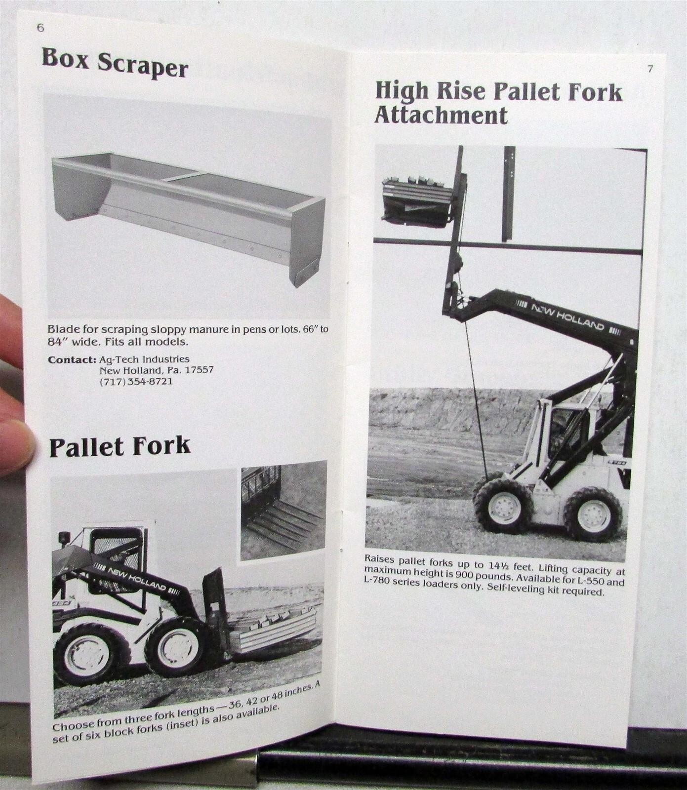 1985 Sperry New Holland Skid Steer Loader Attachment Specs Agricultural Brochure