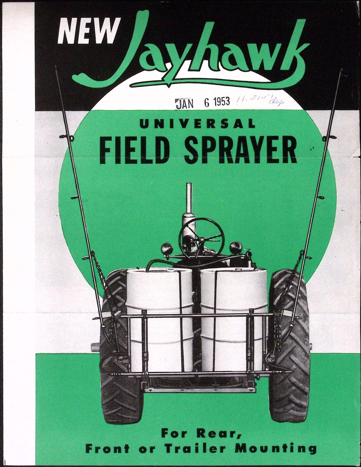 1953 Jayhawk Universal Feed Sprayer for Tractors Dealer Brochure Wyatt Mfg Co