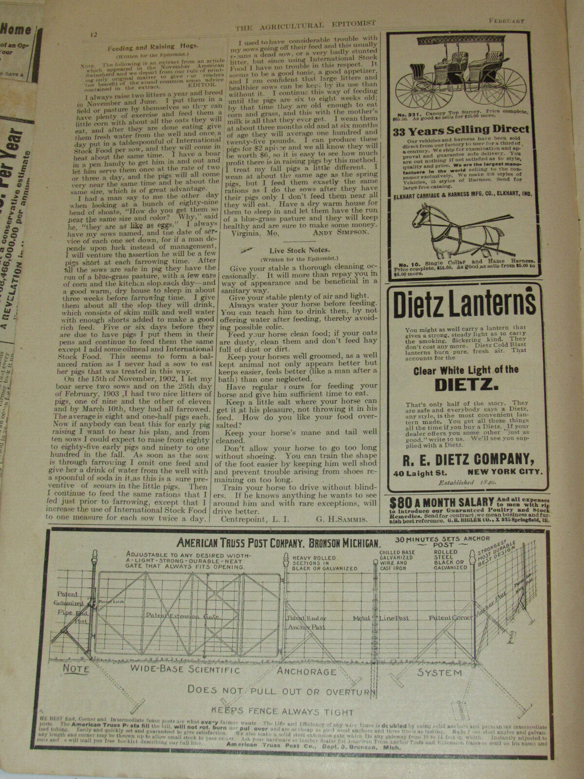 5 VTG 1906-07 &lsquo;AGRICULTURAL EPITOMIST&rsquo; MAGAZINES! ONLY PAPER PRINTED ON A FARM!