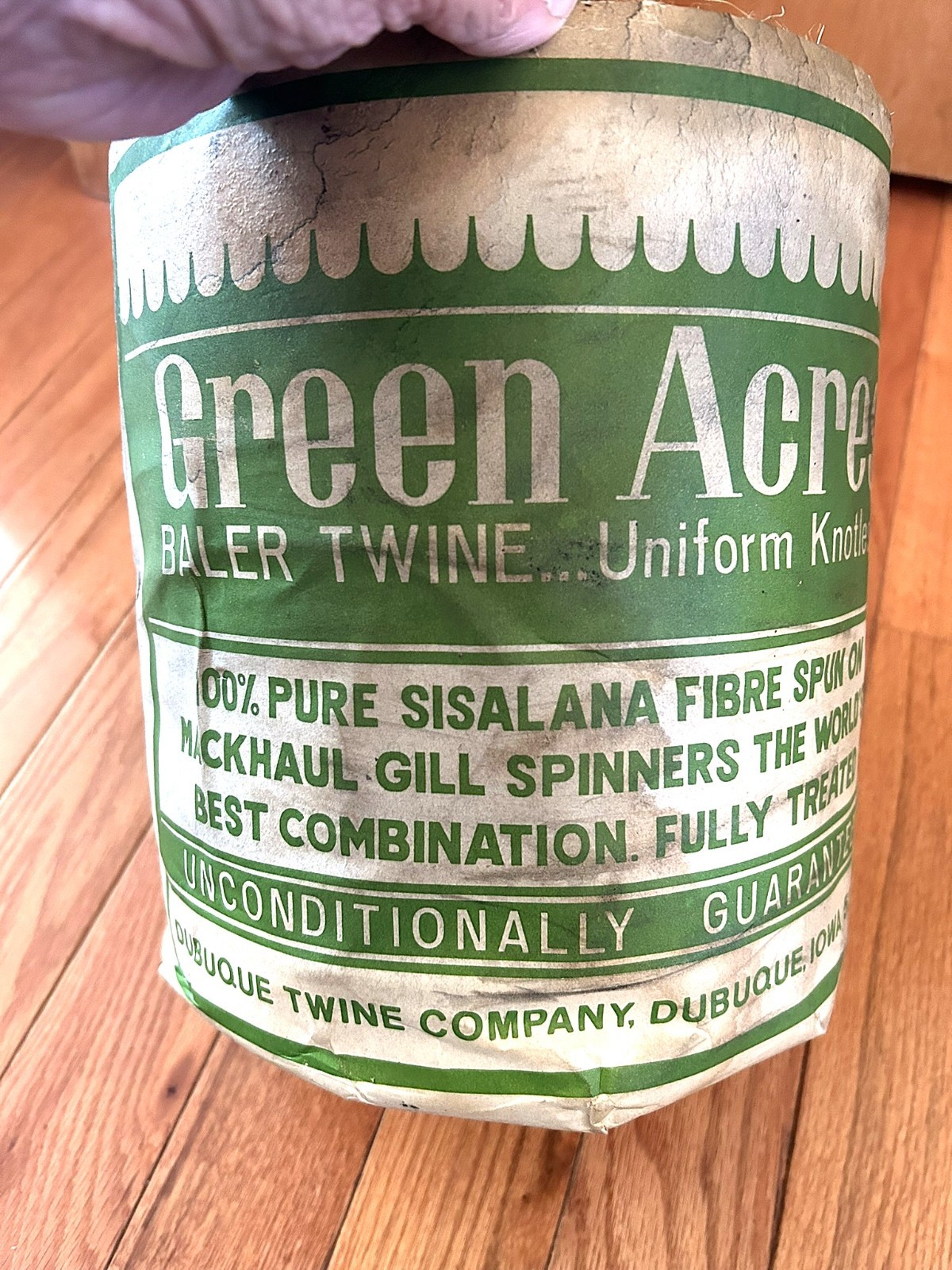 Vtg NOS Green Acres Baler Twine Unused Complete Ad Label 10,000 Feet Sisal Farm