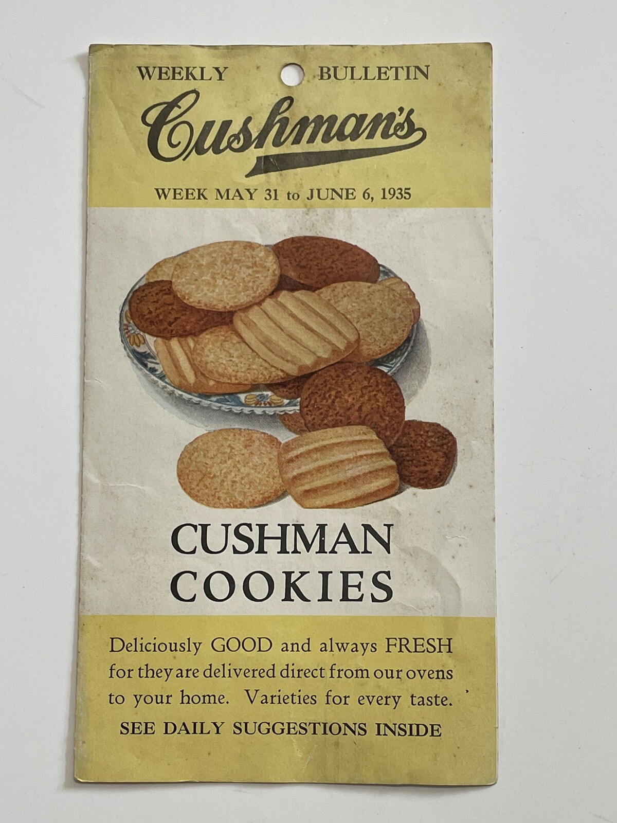Cushman’s Cookies Portland Maine Weekly Bulletin Suggestions Pricing 1935