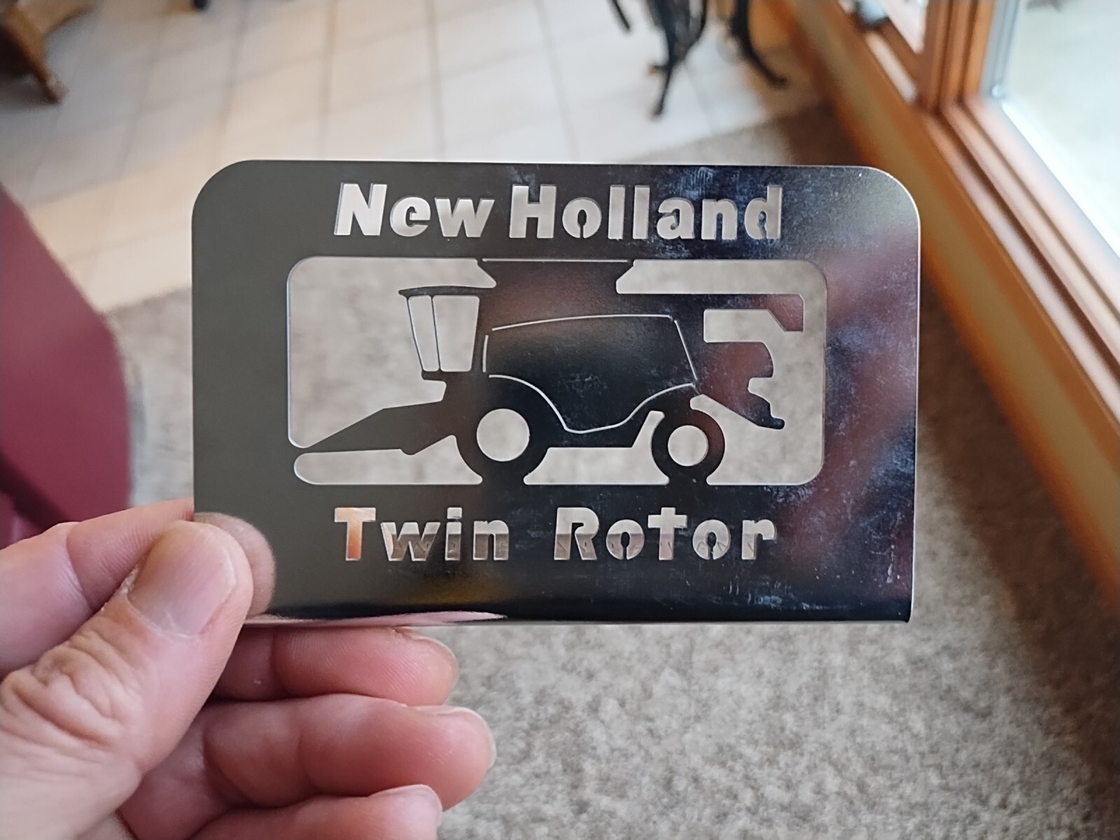 Vtg New Holland Twin Rotor Combine GRAND ISLAND PLANT Metal Emblem Sign Plate