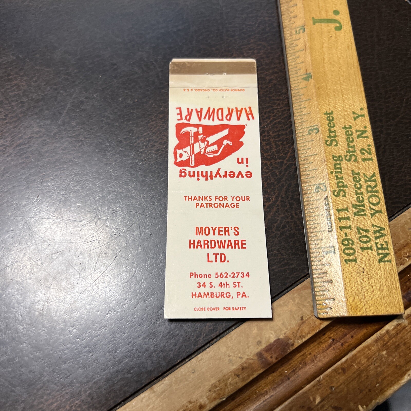 Vintage Matchbook Cover Mothers Hardware Store Hamburg Pa Briggs & Stratton