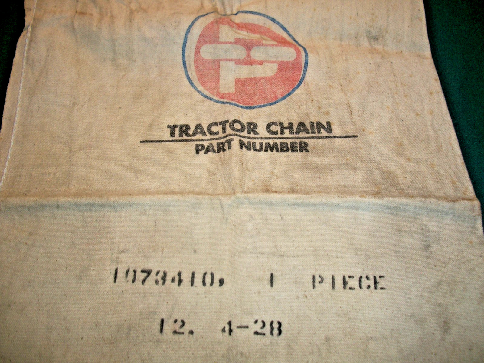 Vintage PEERLESS Tractor Chain Parts Canvas Cloth Bag – Winona, MN