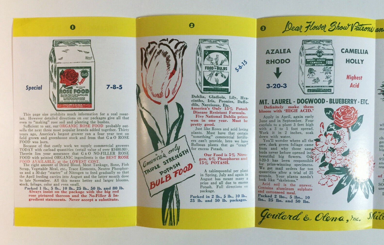 Goulard Olena Organic Plant Foods Fertilizers NJ Gardening Advertising Brochure