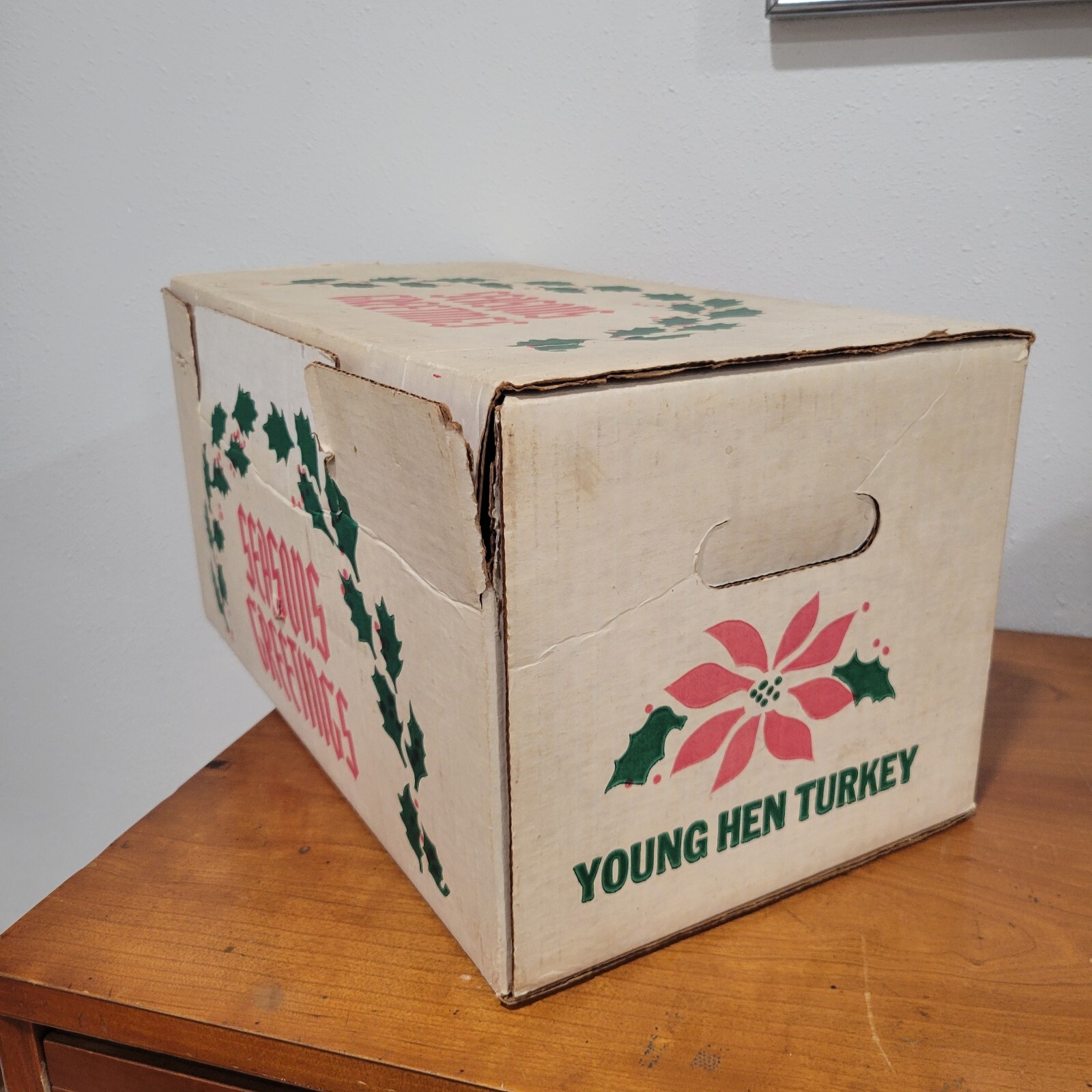 Vintage Christmas Holidays Cardbord Box Turkey Sun Valley Foods CA 10x9x17