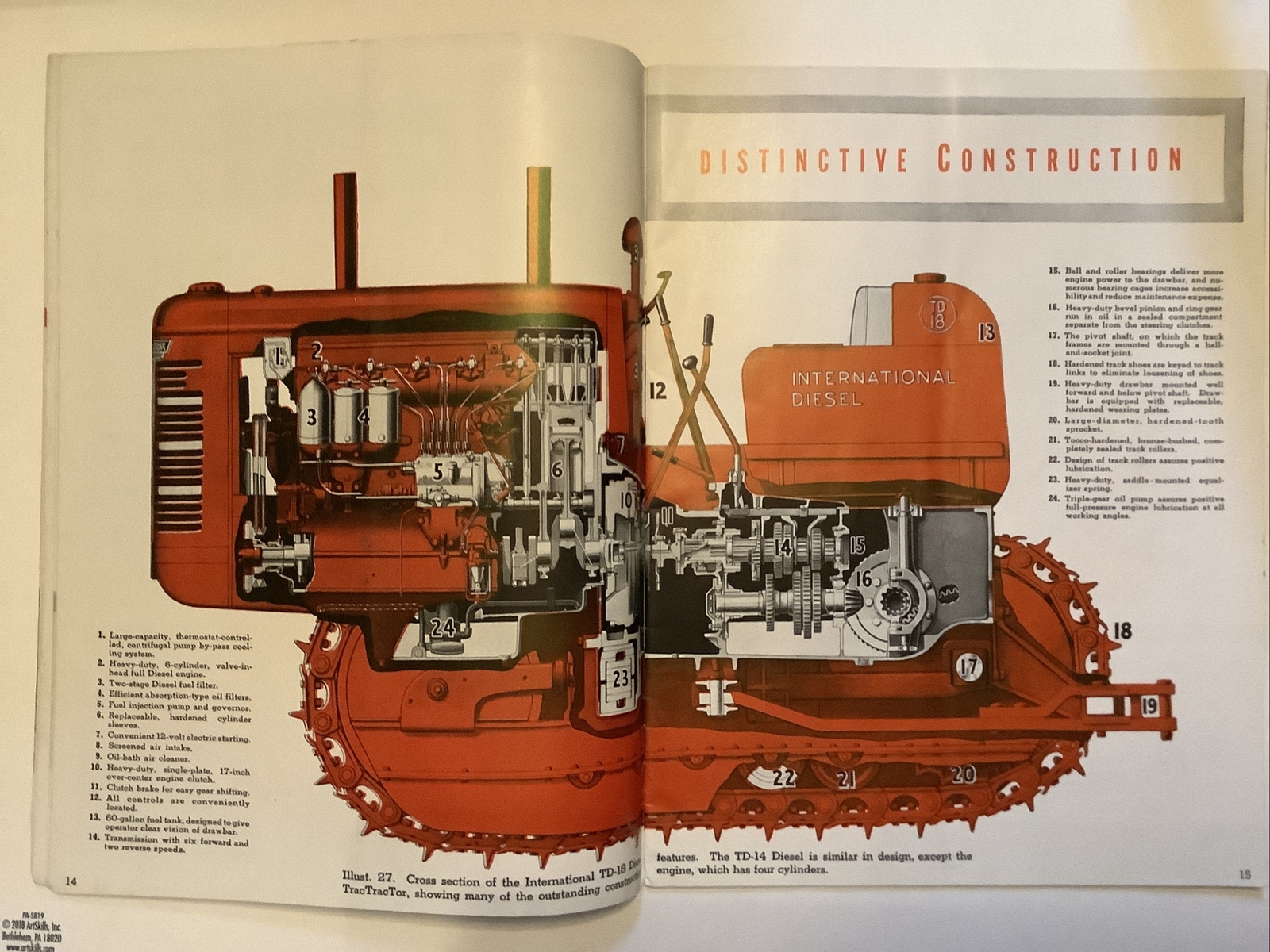 VINTAGE INTERNATIONAL DIESLE TRACTORS TD6, TD9, TD14, TD18 48 PAGES CATALOG
