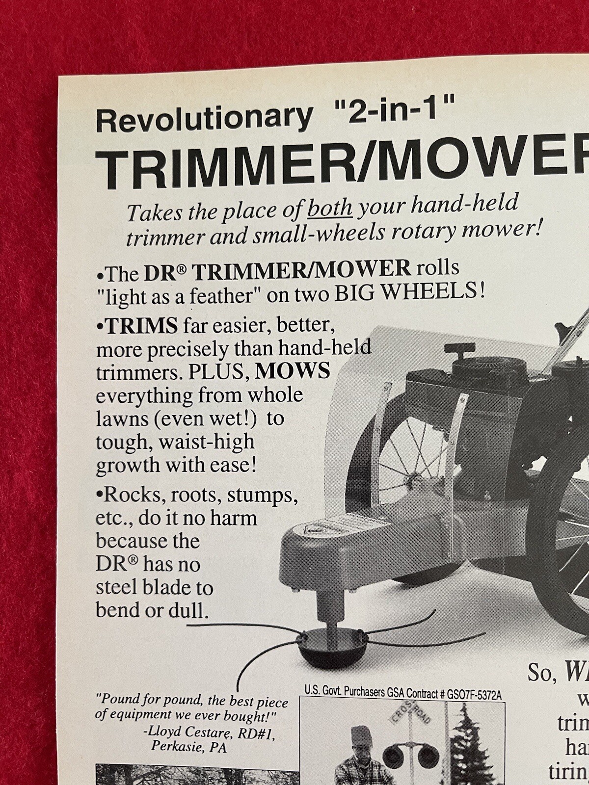 Vintage 1994 DR Trimmer Mower Print Ad Outdoors Yard Work Tool Advertisement