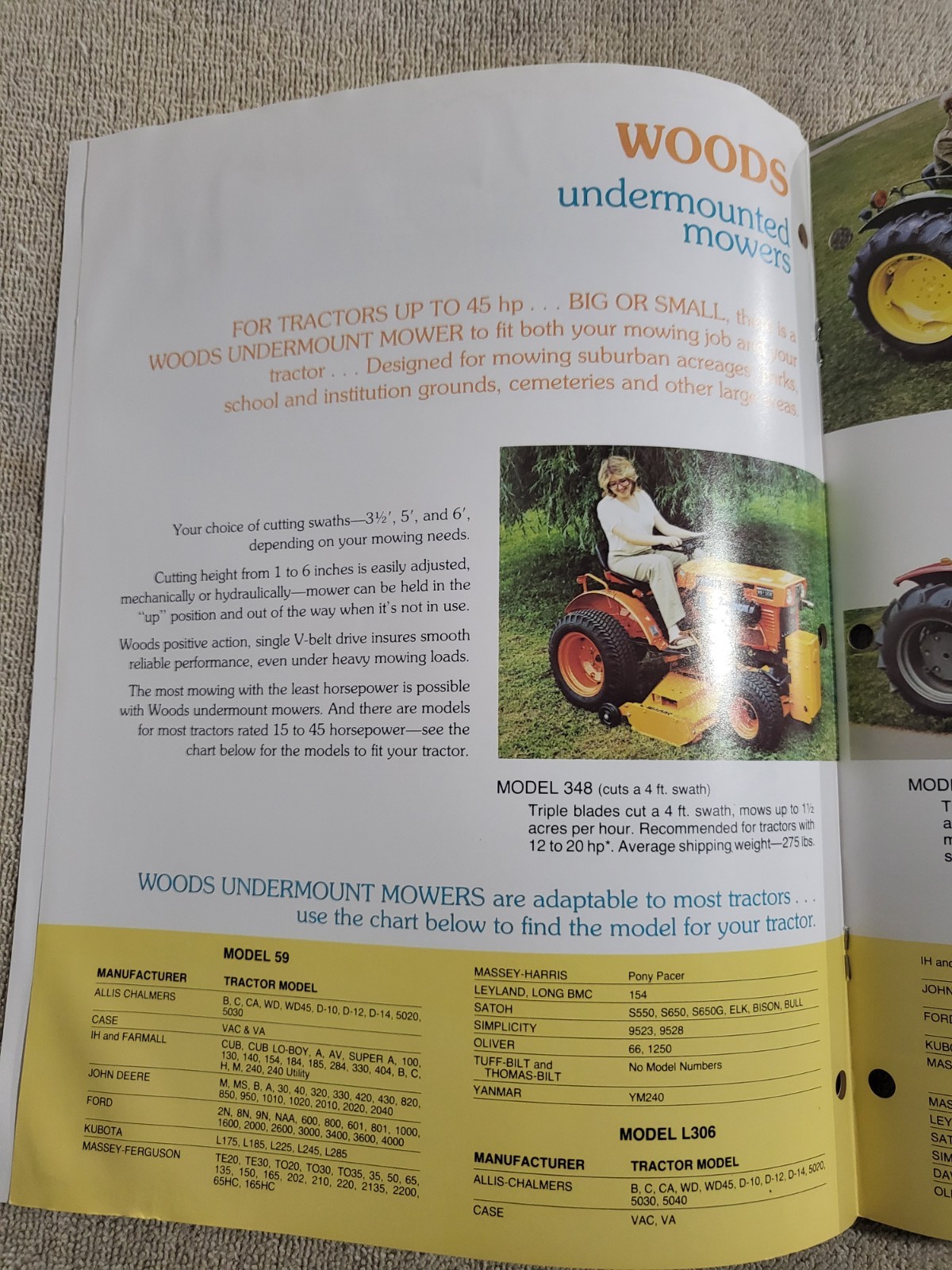 Vintage 1980s WOODS Rotary Mower BROCHURE Belly & Rear mount Lawn Mowers tractor