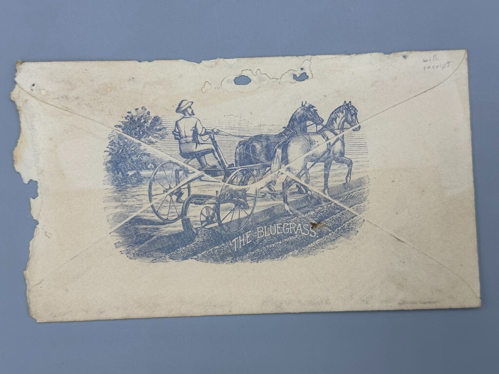 1886 Kentucky BLUEGRASS PLOW Meilke Farm Advertising Illustrated POSTAL COVER