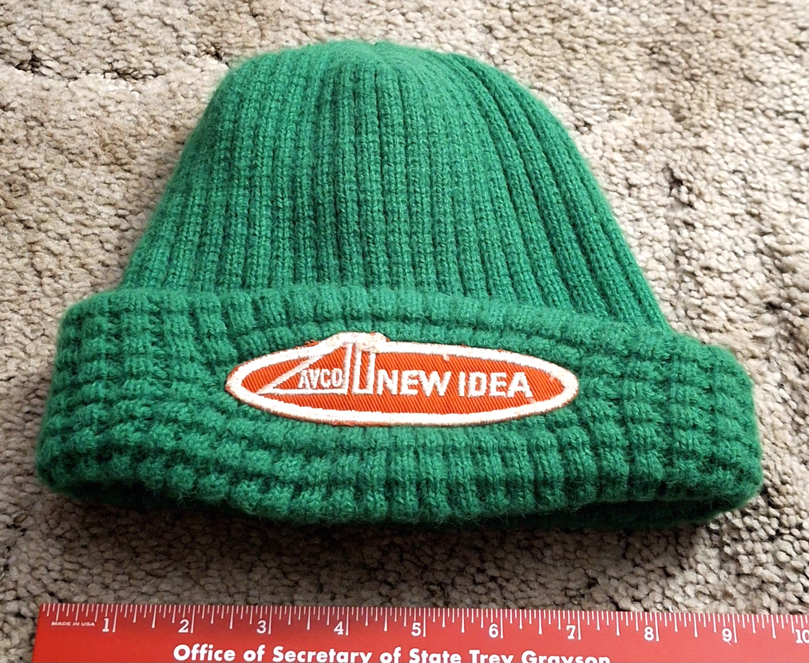 Vintage Avco New Idea Green Winter Hat Toboggan