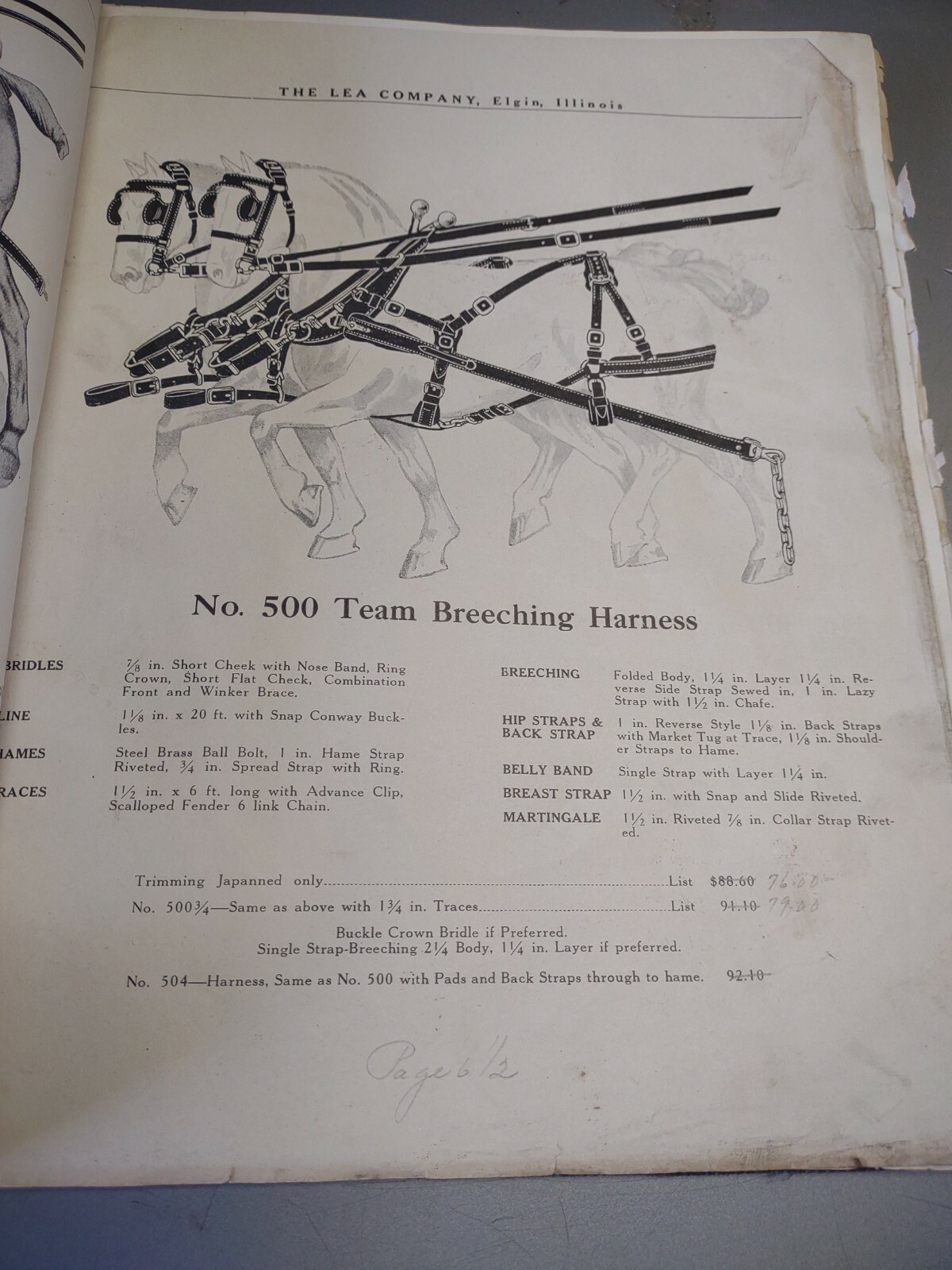 The lea Company Manufacturers Harness and Horse Collars Elgin Ill. 1928 catalog