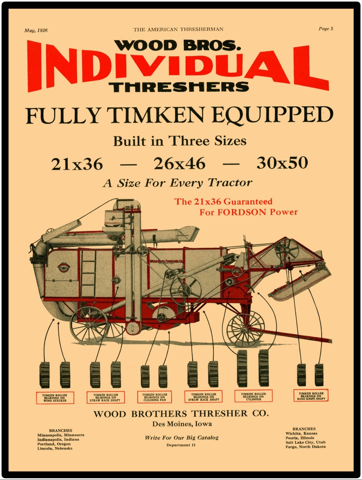 Wood Brothers Individual Threshers Vtg Look 9” x 12” Reproduction Aluminum Sign