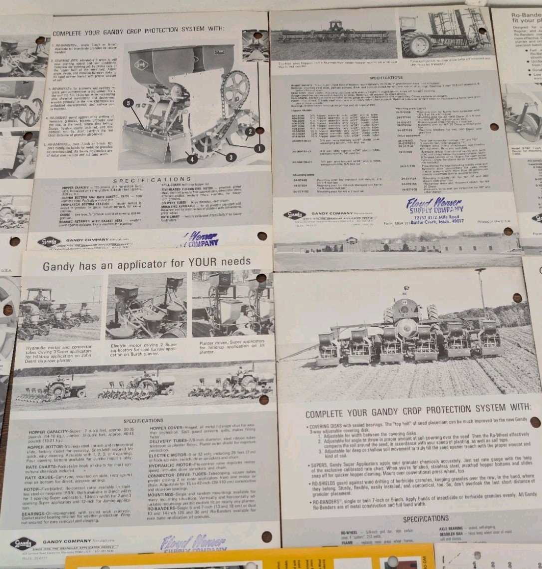 Gandy Company Catalog And 13 Farm Attachment Implement Advertisement Brochures