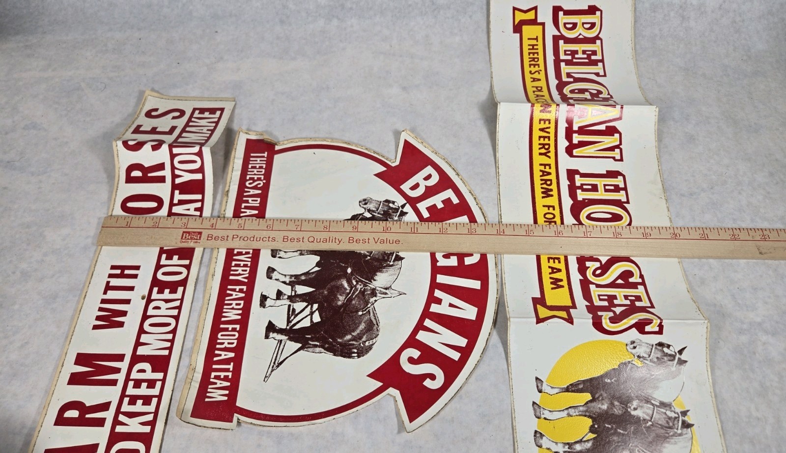 Vintage Lot 3 BELGIAN HORSES Advertising Sticker Place On Every Farm For A Team