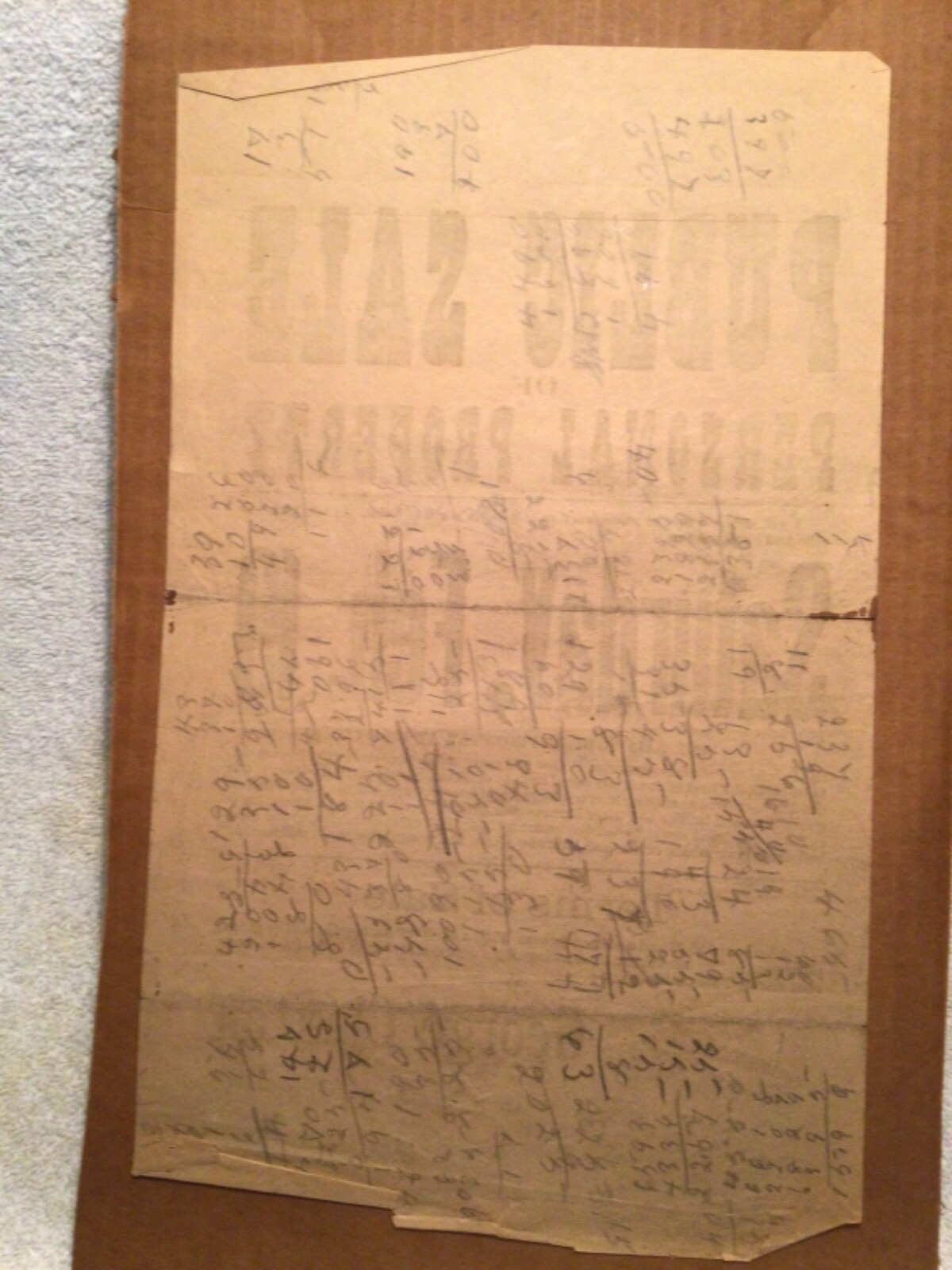 Vtg. Sale Bill Public Auction 1927 Paoli IN George Claxton Farm Stock, Machinery