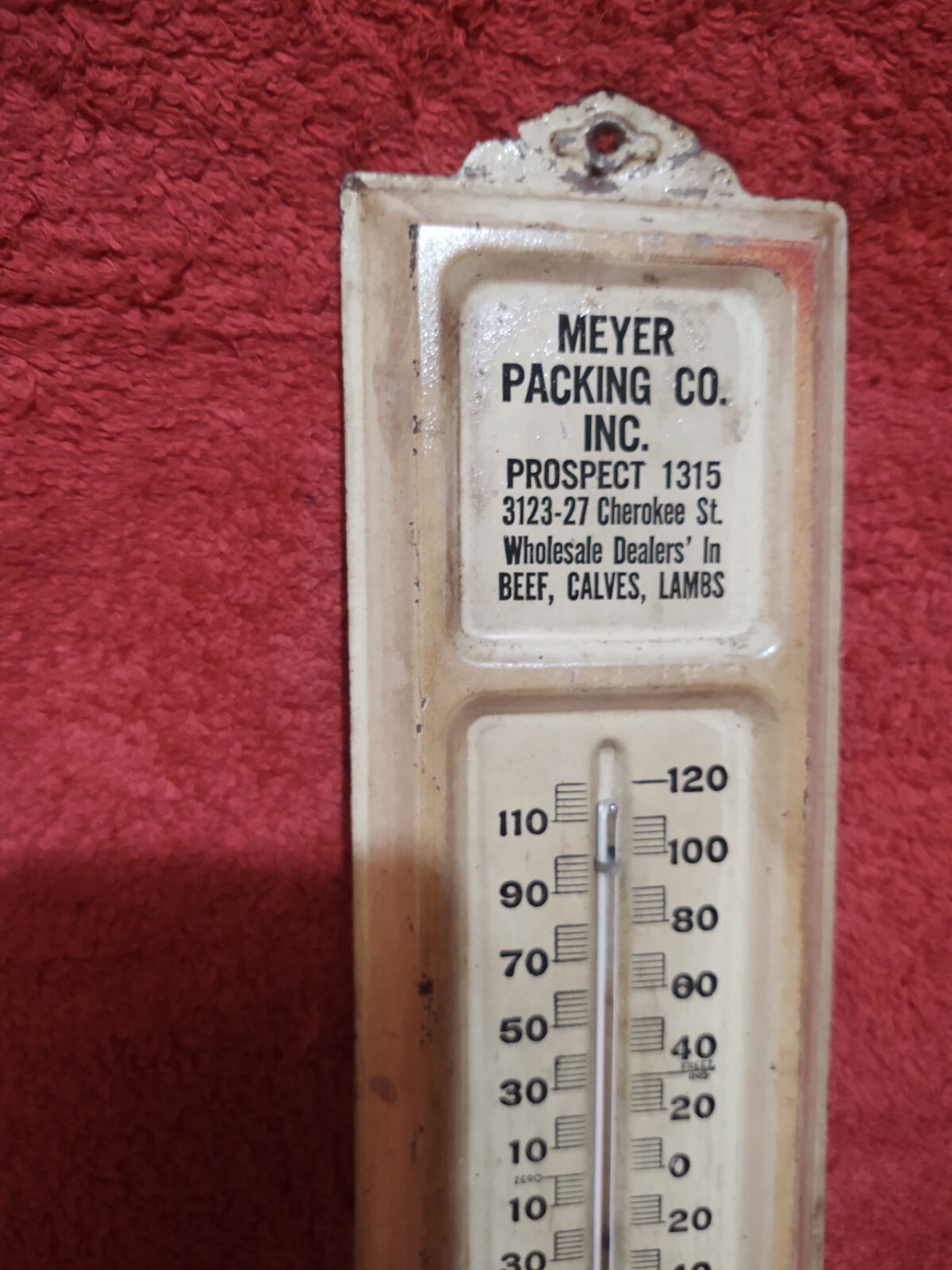 VINTAGE FARM MEAT PACKING COMPANY THERMOMETER