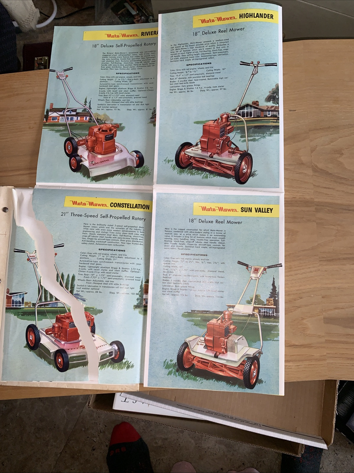 1957 MOTO-MOWER Co REEL LAWN MOWER Vintage Dealer promo ADVERTISE package tear