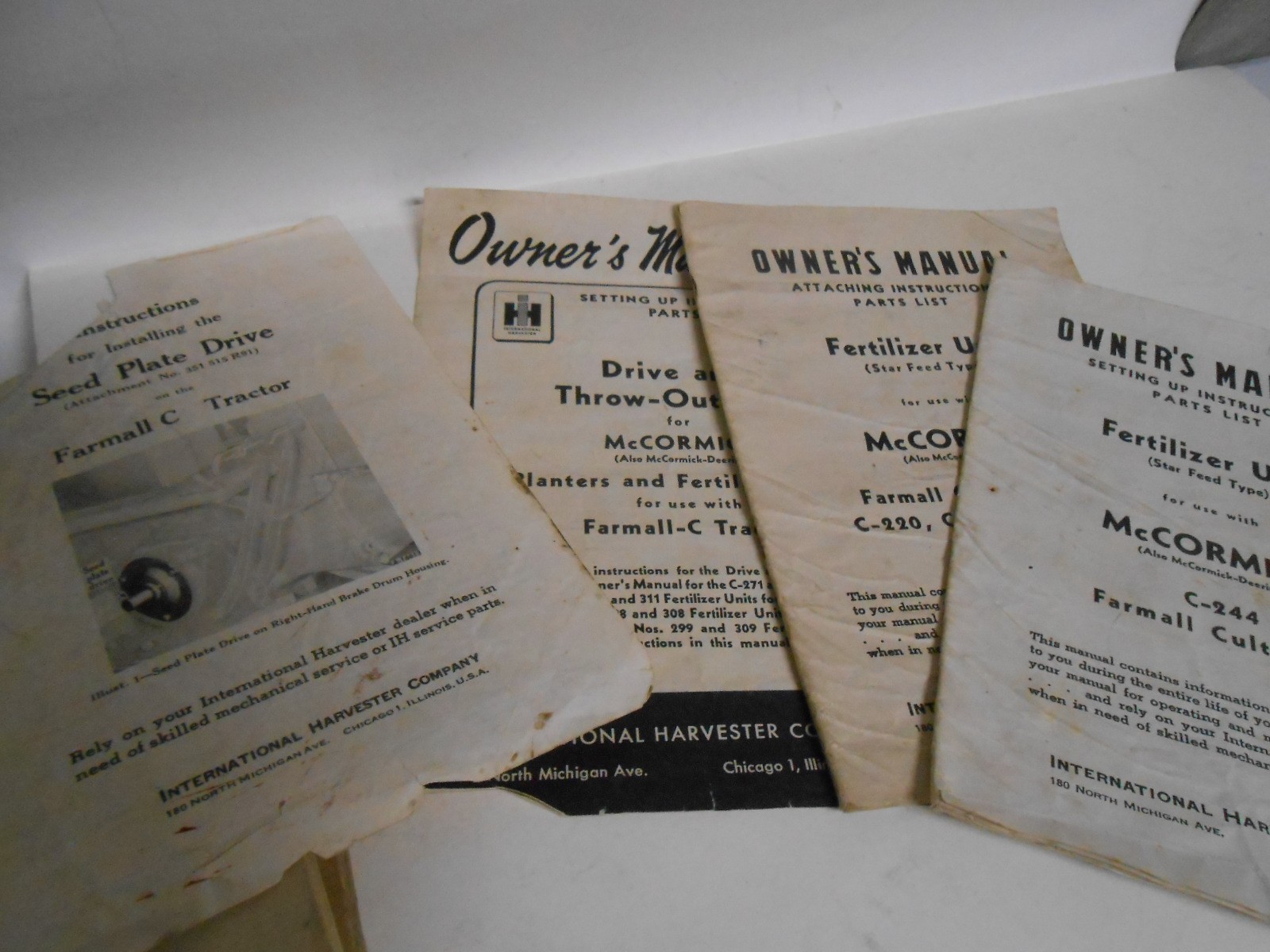 IH McCormick-Deering Corn Cotton Cultivator Mower Tractor planter Owners Manual