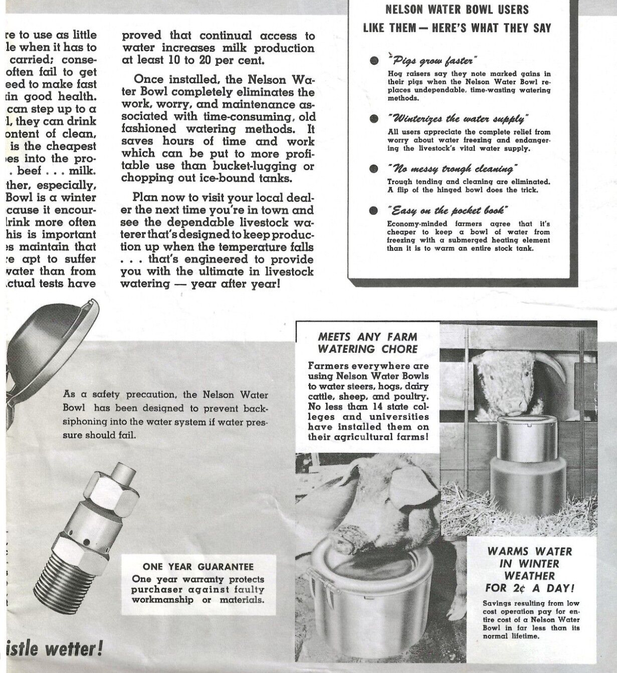 Nelson Automatic Water Bowl Livestock Cow Agricultural Flyer Advertisement
