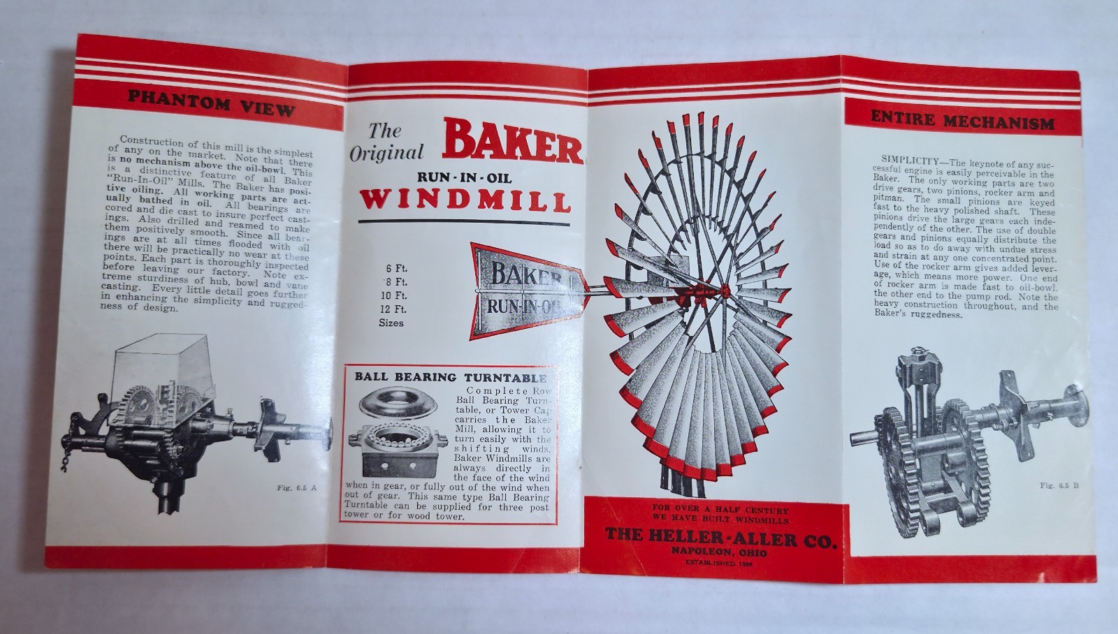 1920s Baker Run in Oil Windmills brochure ad, farm history, Napoleon, Ohio