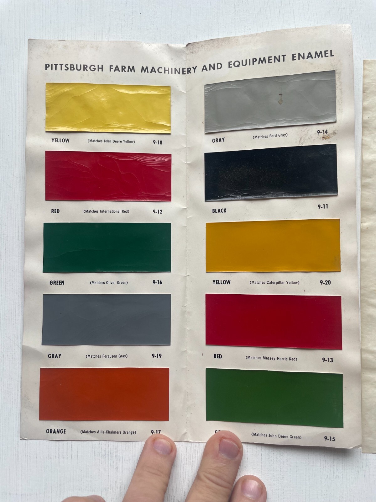 Vintage Pittsburgh Paints Farm Equipment Enamel Paint Sample Brochure